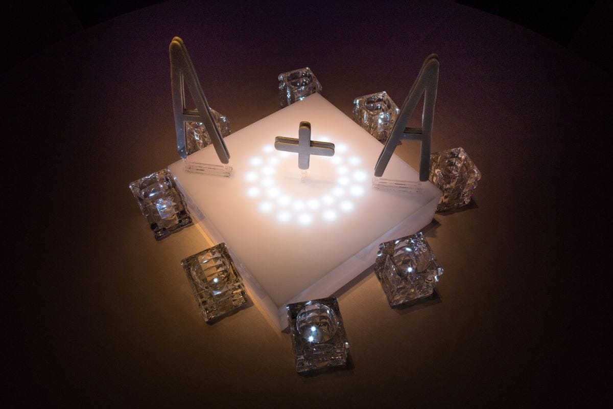 Riser centerpiece with LED lights